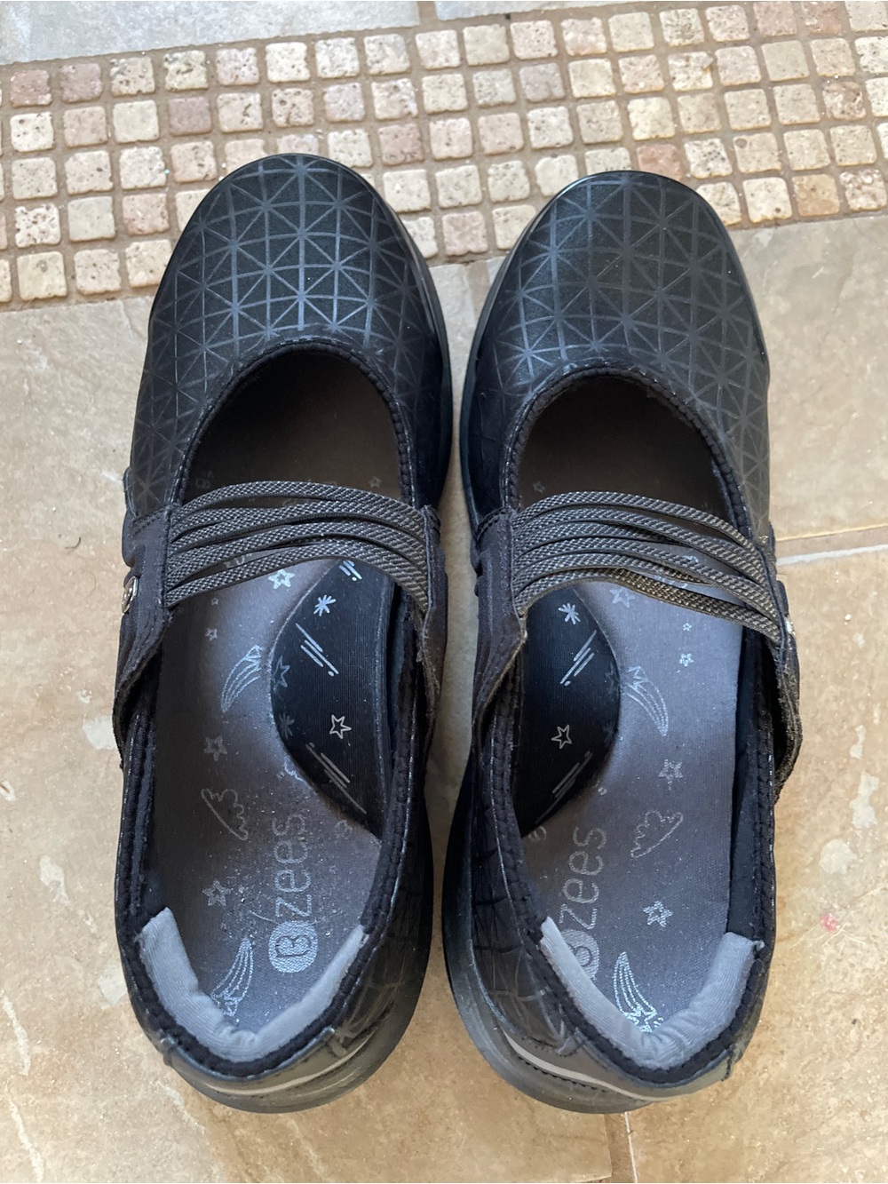 Bzees Black Geometric Slip-On Mary Jane Shoes